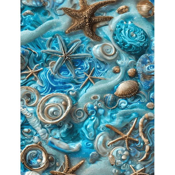 Dibujo de diamantes de la serie Estrella de Mar de Playa de Resina y Lienzo 5D DIY para la Oficina en Casa FLhrweasw Nuevo