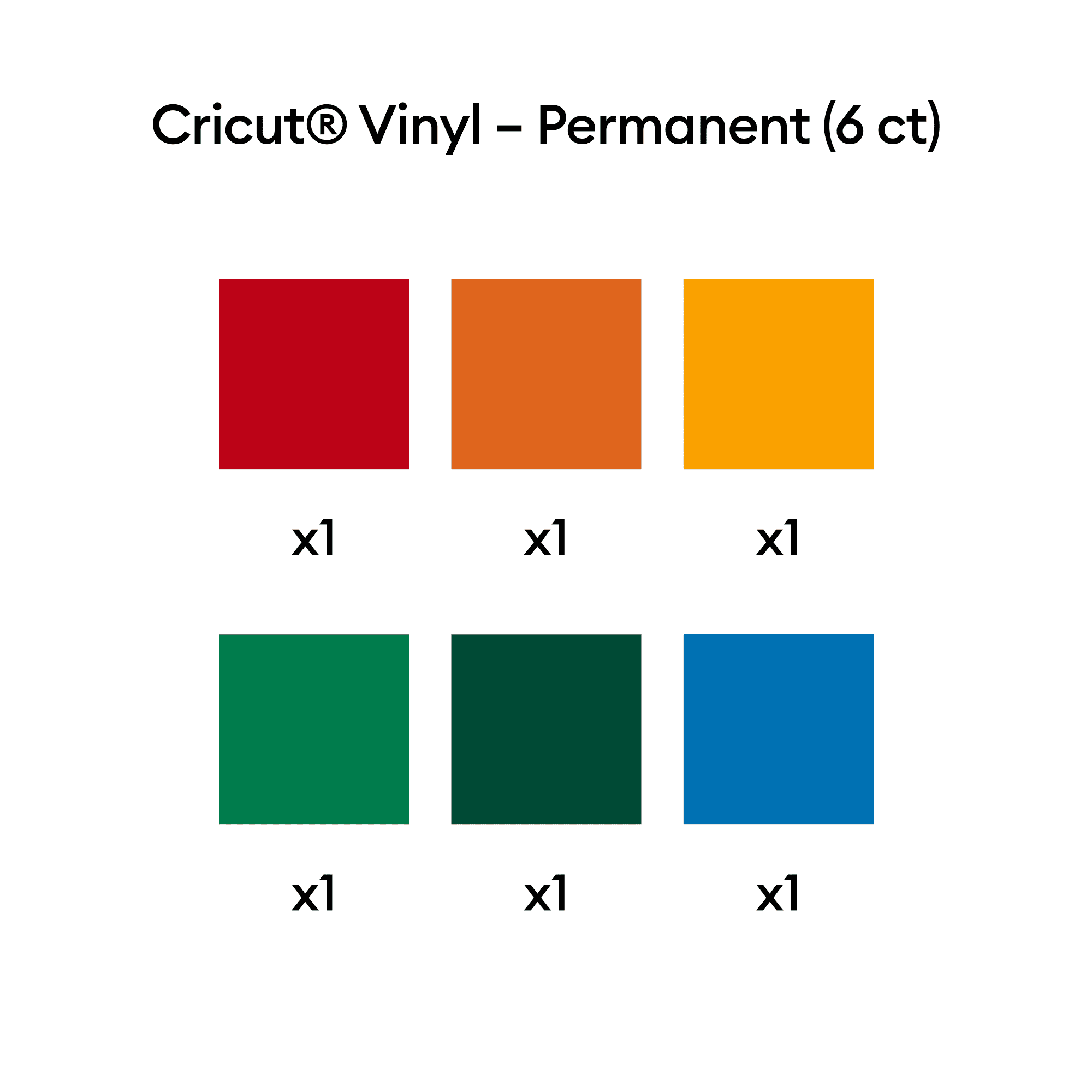 Vinyle Cricut™ – permanent, collection Brights (6 unités)