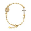 14K Gold Plated Sterling Silver Crystal Rosary Two-Toned Bracelet 7.5"+1"