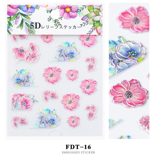 Daisyyozoid Wholesale 5D Nail Sticker Foil Nail Flower Series Art Transfer Sticker Embossed Decal