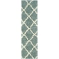 thumbnail image 3 of SAFAVIEH Daley Geometric Plush Shag Runner Rug, Seafoam/Ivory, 2'3" x 8', 3 of 9