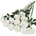 thumbnail image 1 of Xiao Hua 12 ramos de flores artificiales de seda, rosas realistas con tallos largos para decoración del hogar, boda o fiesta (blanco), 1 of 4