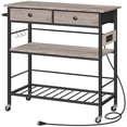 thumbnail image 1 of Isla de cocina HOOBRO BG08UZD01 con almacenamiento, color gris y negro, 1 of 9
