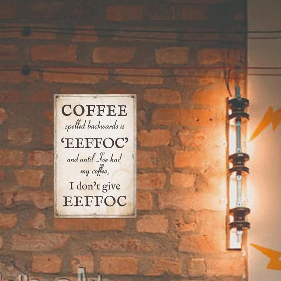 8x12inch Coffee Spelled Backwards Is Eeffoc Tin Sign (1 Piece), Vintage Plaque Funny Wall Decor For Kitchen Cafe Home