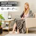 thumbnail image 4 of Costway 84'' x 90'' Flannel Heated Blanket  Throw w/ Dual Controllers Gray, 4 of 9