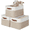 Beige and White, variant on DECOMOMO Durable Large Storage Baskets, Fabric Storage Bins with Faux Leather Handles (Beige and White, Set of 3)