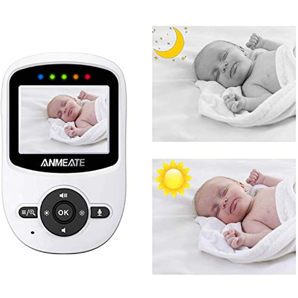 ANMEATE Baby Monitor with Remote Pan-Tilt-Zoom Camera, 3.5 Large Display  Video Baby Monitor with Camera and Audio ,Infrared Night Vision ,Two Way  Talk , Room Temperature, Lullabies and 960ft Range black 