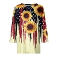 thumbnail image 6 of 4th of July Shirts Women Plus Size 3/4 Sleeve T Shirts Casual Red White and Blue Print Tops USA 250th Anniversary Celebration Party Pullover Independence Day Patriotic Crew Neck Blouses Sky Blue L, 6 of 6