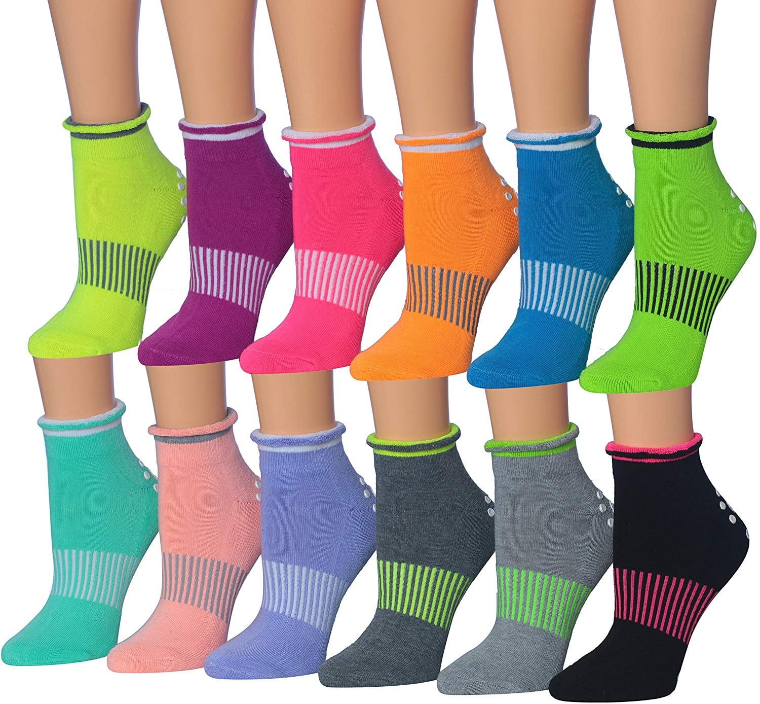 Ronnox Women's 12Pairs AntiSkid NonSlip SiliconeGripper Low Cut