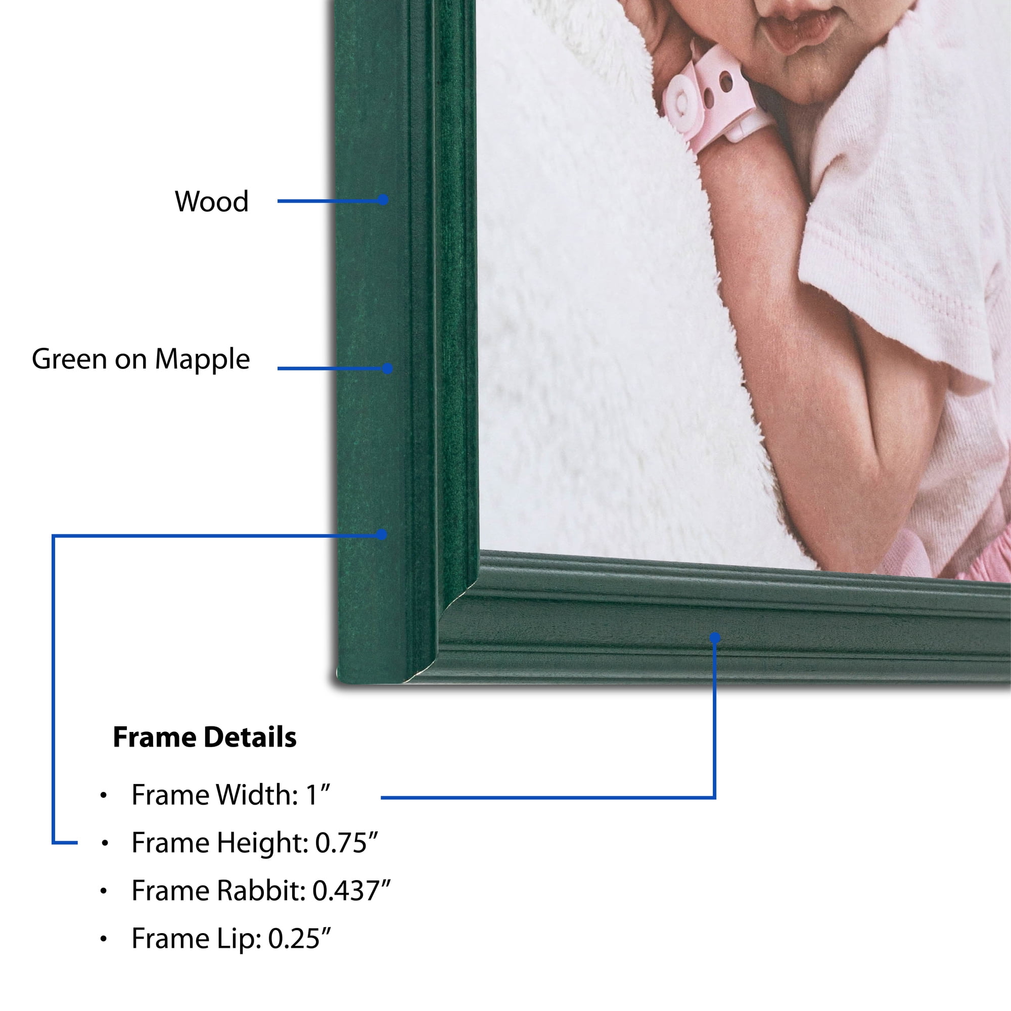 ArtToFrames 18" x 24" Green Picture Frame, 18x24 inch Green Wood Poster Frame (WOM-4157)