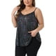 thumbnail image 4 of Tops sin mangas de lentejuelas de talla grande para mujeres, camiseta de bronceado con escote en V, chaleco 2X negro púrpura, 4 of 6