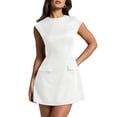 thumbnail image 1 of Vestido Oten para mujer, manga corta de verano, cuello barco, corte en A, blanco, 1 of 5
