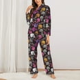 thumbnail image 2 of Balery Halloween Skeleton Conjunto de Pijama con Estampado para Mujer, Conjunto de Dos Piezas con Manga Larga, Ropa de Dormir Suave con Bolsillos, Pijamas Cómodos-X-Large, 2 of 7
