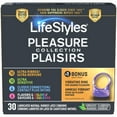 thumbnail image 1 of LifeStyles Pleasure Collection Condoms en Latex de Caoutchouc Naturel, 30 Unités, Assortiment, Comprend un Anneau Vibrant, 1 of 9