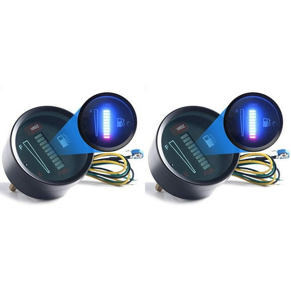 2X 24V 2 Inch 52mm Universal Car Motorcycle Fuel Level Meter Gauge LED Light Display Fuel Tank Gauge Boat Truck RV
