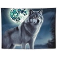 thumbnail image 5 of Wolf Under Moon Tapestry Wall Hanging Blanket Wall Art Tapestries Ceiling Tapestry Personalized Backdrop Posters Home Decoration for Bedroom Office Dorm Living Room 30"x40", 5 of 6