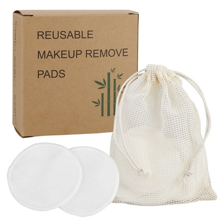12Pcs Makeup Remover Pads Cleansing Cotton Facial Cleansing Wipes 12 Packs Bamboo Cotton White Reusable Makeup Remover Pad