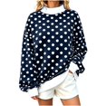 thumbnail image 2 of Womens Mock Neck Sweatshirts Oversized Pullover Polka Dot Fall Turtleneck,Fall Fashion Tops Long Sleeve Tops Casual Lounge Travel Work Hiking Tees Navy 2XL, 2 of 10