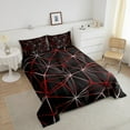 thumbnail image 4 of YST Geometric Comforter Set, Geometry Irregular Diamond Pattern Bedding Set For Kids Teens Adult Women, Lightweight Microfiber Quilt All Season - 1 Comforter, 1 Pillow Case(Black Red, Twin), 4 of 5