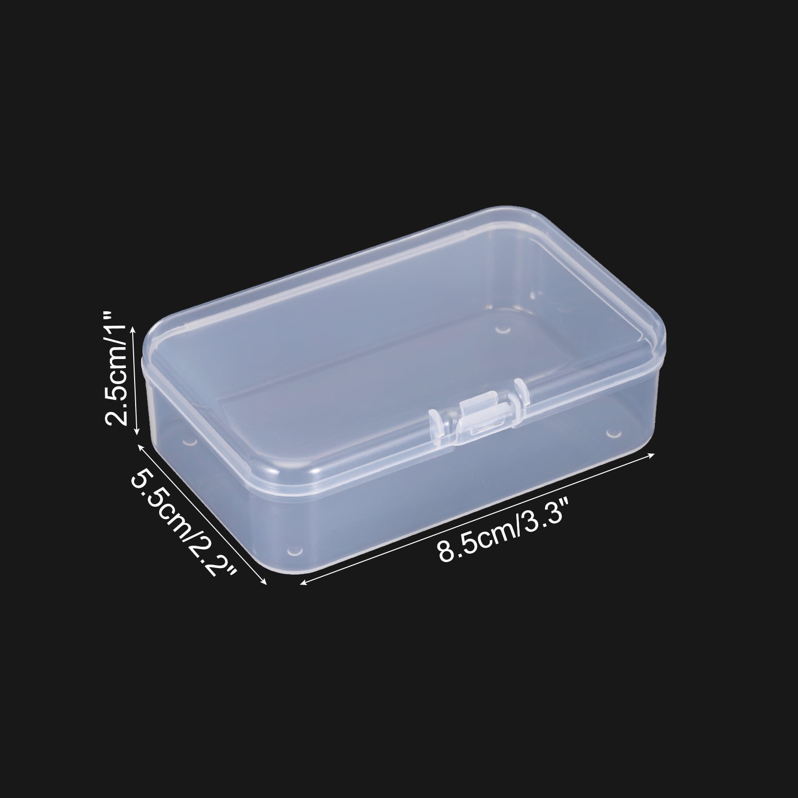 Unique Bargains Plastic Storage Box with Hinged Lid Stackable Organizer Clear 3.3"x2.2"x1"