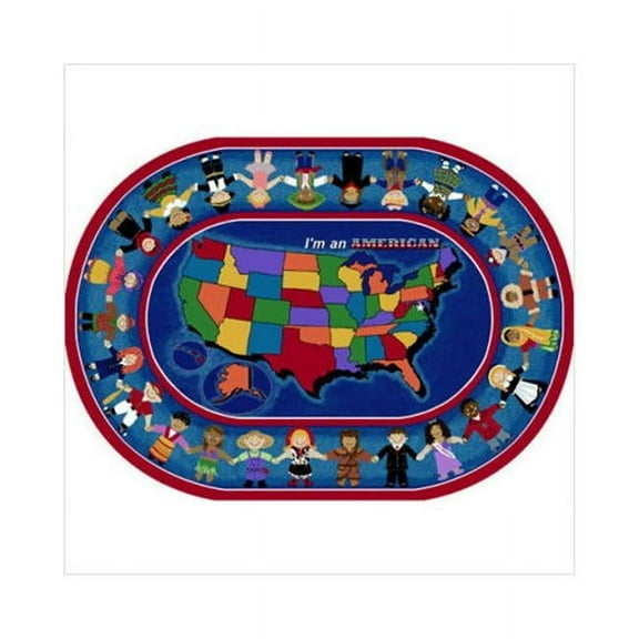 I ft.m An American 7 ft.8 in. x 10 ft.9 in. Oval  WearOn Nylon Machine Tufted- Cut Pile Educational Rug