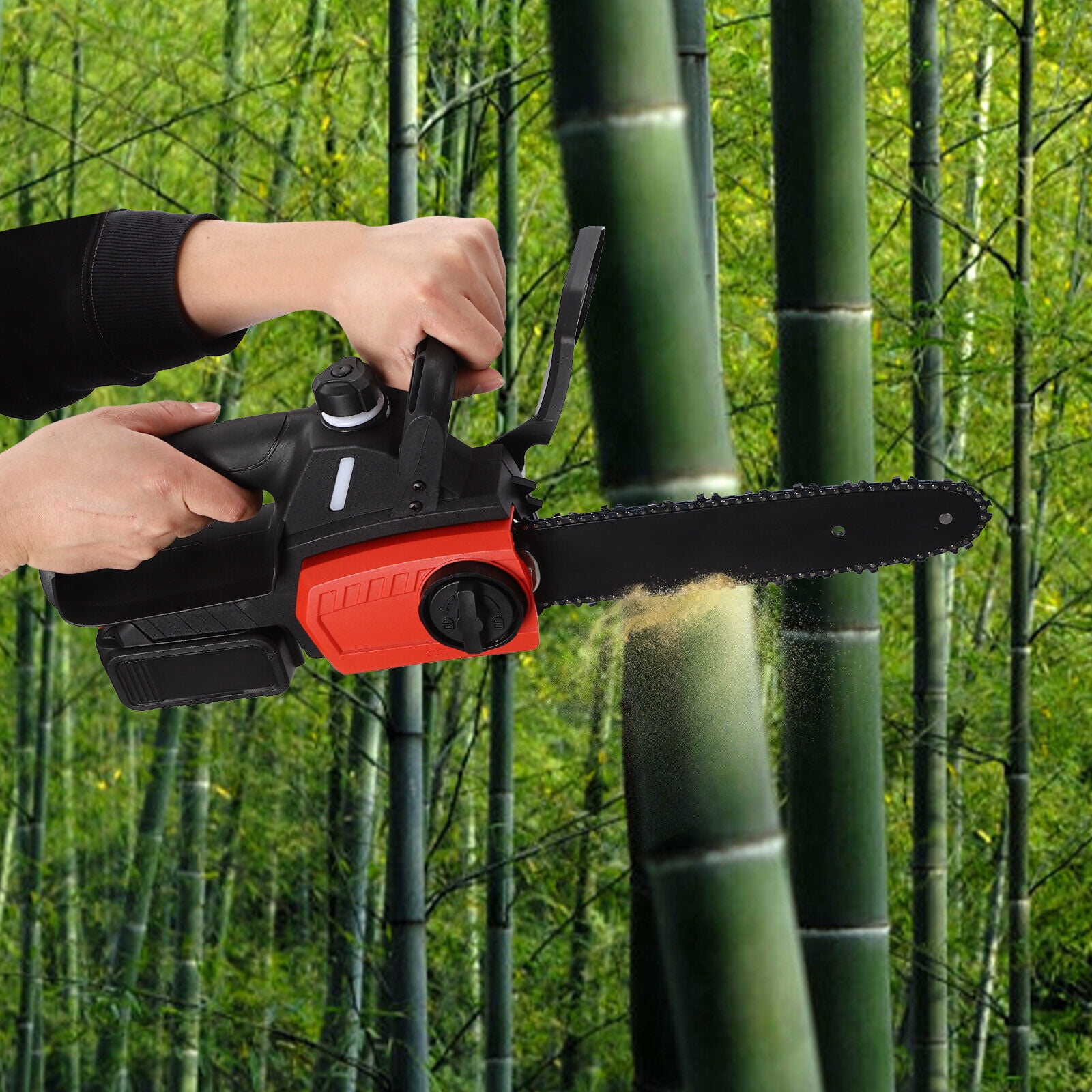 10 in 21V Electric Mini Chainsaw Cordless Handheld Chain Saw 1 Battery Safety Lock for Gardens, Parks, Farms, Ranches, Pastures