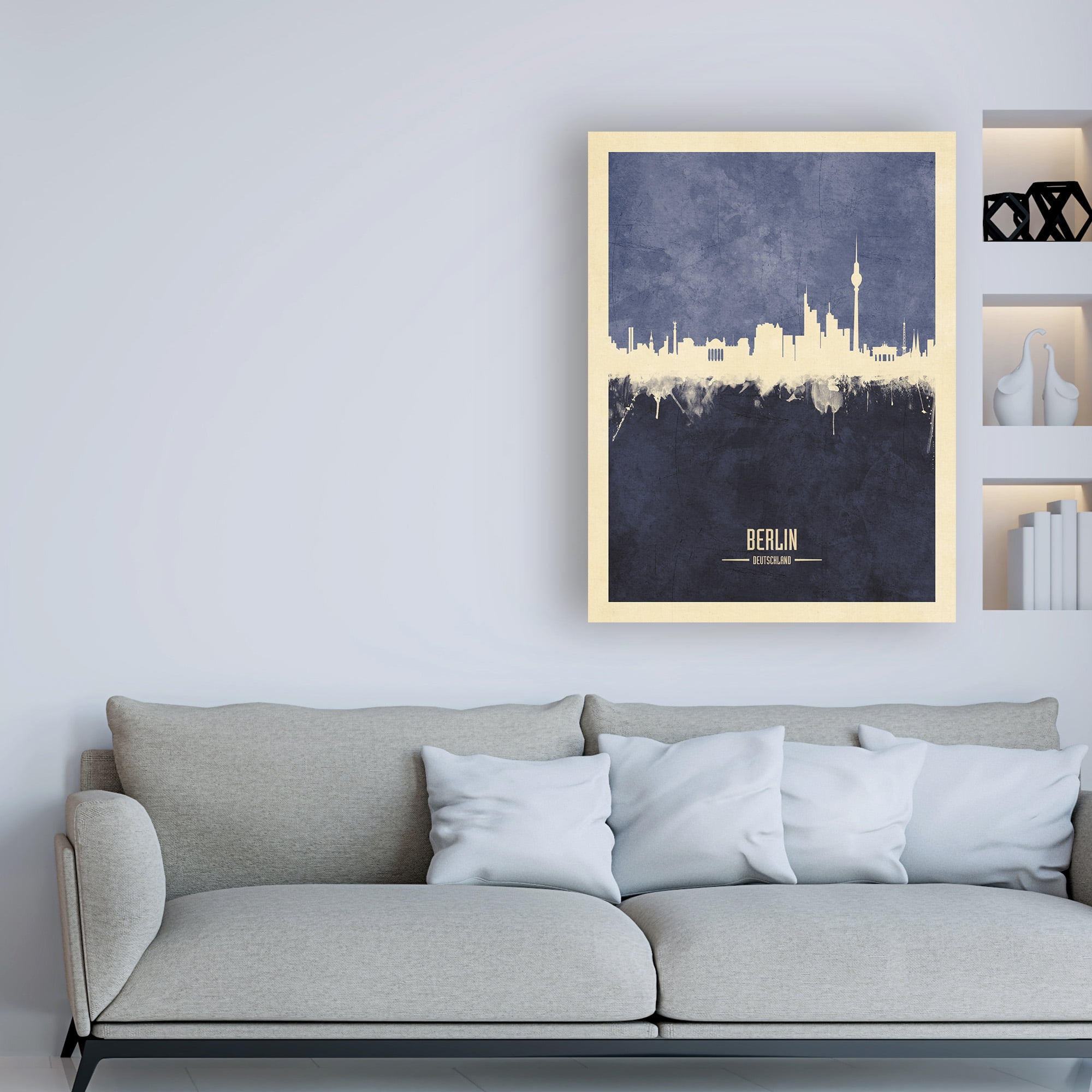 Trademark Fine Art 'Berlin Germany Skyline Navy' Canvas Art by Michael Tompsett