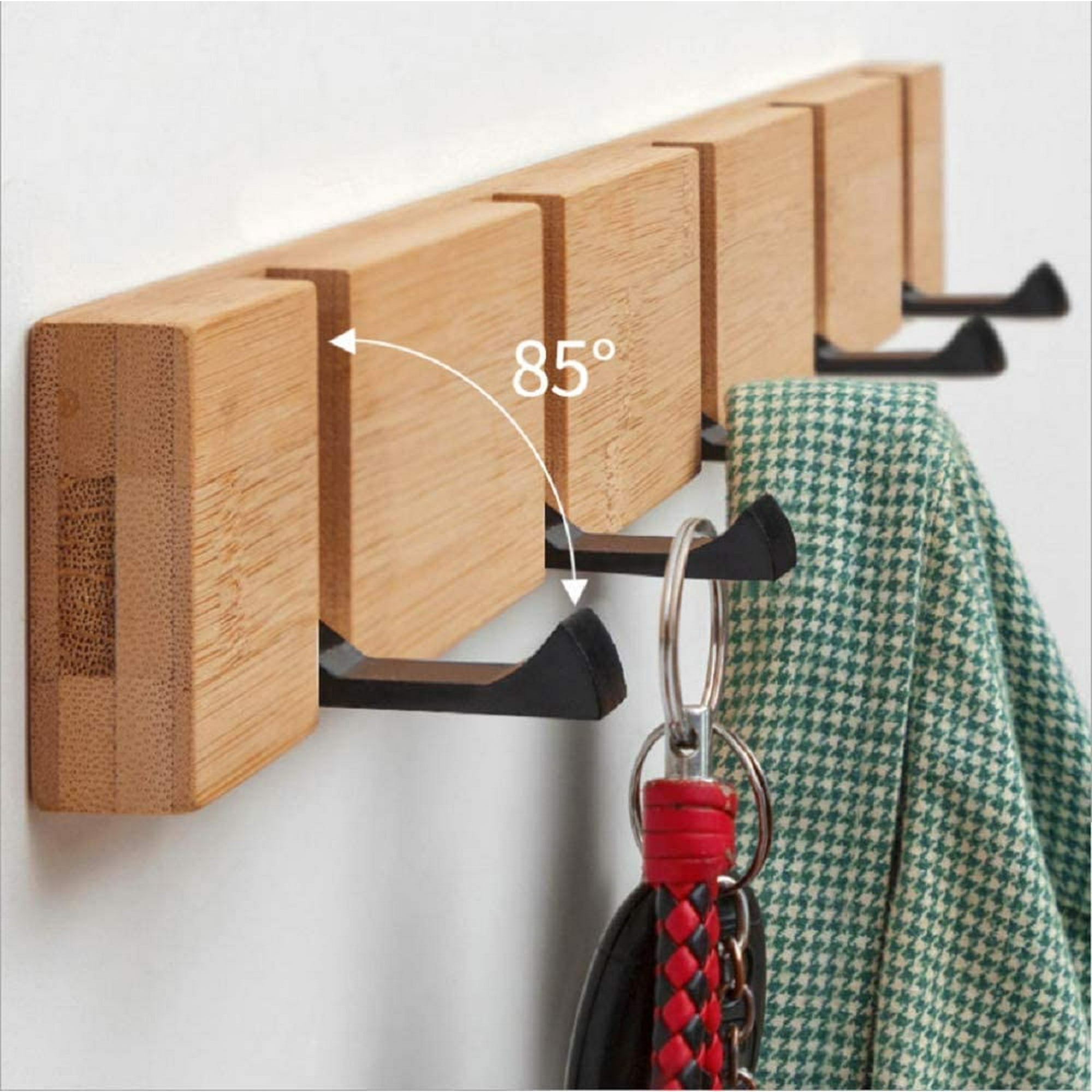 Foldable Natural Wooden Coat Hangers with 5 Hooks Self adhesive Mail Stack Wall Hanger Key Hanger Walmart