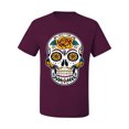 thumbnail image 2 of Wild Bobby Day Of The Dead Sugar Skull Pop Culture Men Graphic Tee, Maroon, Small, 2 of 5