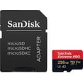 thumbnail image 1 of Extreme Pro 256 GB microSDHC Memory Card + SD Adapter with A1 App Performance + Rescue Pro Deluxe 100 MB/s Class 10, UHS-I, U3, V30 SDSQXCG-032G-GN6MA, 1 of 4