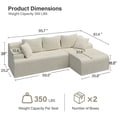 thumbnail image 3 of LAUSAINT HOME 96" Boneless Sectional Sofa, L-Shaped Modular Cloud Couch with Deep Seat & Plush Corduroy Fabric (Beige, Right Facing Chaise), 3 of 8