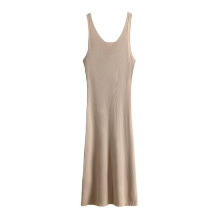 Womens Summer Knitted Mini Dress Solid Color Slit Bag Hip Casual Stylish Plus Size