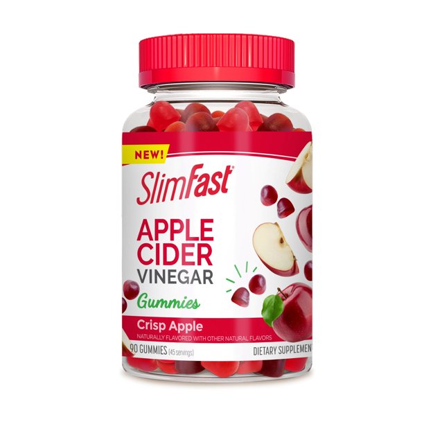 SlimFast Apple Cider Vinegar Gummies Crisp Apple Flavor, 90 Gummies