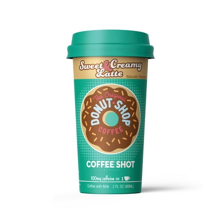 Donut Shop Coffee Shots - 100mg Caffeine, Sweet & Creamy Latte, Tasty coffee energy boost in a ready-to-drink 2-ounce shot, 6