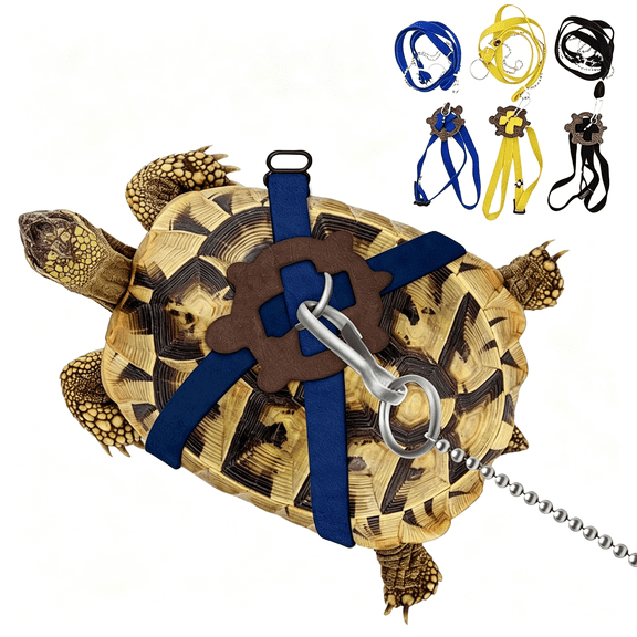 GASTROPOD Pet Turtle Leather Harness and Control Leash for Tortoise Supplies-Adjustable,Leather Bearded Dragon Leash Blue