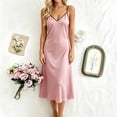 thumbnail image 2 of XuJwPNcy Satin Nightgowns for Women Sleeveless Spaghetti Strap Sleep Dress V Neck Long Nightwear Summer Comfy Sleepwear, 2 of 7