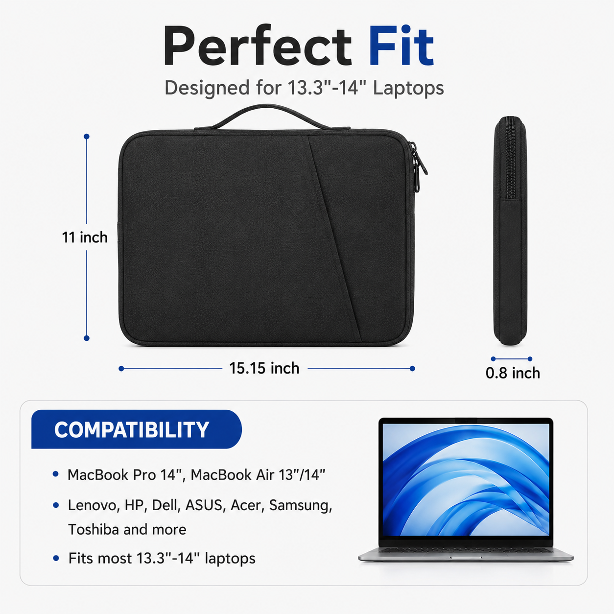 ETEPEHI 14 Inch Laptop Sleeve Case with Pockets photo 2