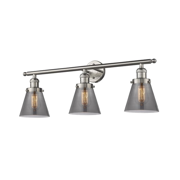 Innovations 3-LT LED Small Cone 30" Bathroom Fixture - Brushed Satin Nickel - 205-SN-G63-LED