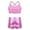 Pink, variant on YONGHS Kids Girls 2-Piece Sports Dance Outfits Crop Tops with Booty Shorts Set 5-14