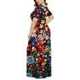 thumbnail image 4 of XFYSSS Plus Size Dresses for Women Round Neck Printed Short Sleeve Maxi Dresses Casual Empire Waist Long Dress with Pockets XL-5XL, 4 of 6