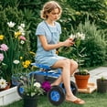 thumbnail image 2 of Costway Chariot de Jardin à Roulettes Siège de Travail Chariot Trottinette pour la Plantation avec Poignée Extensible Bleu, 2 of 10