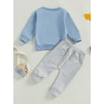 thumbnail image 6 of Baby Toddler Boys Pants Clothing Set 3 6 12 18 24 Months Long Sleeve Crew Neck Letters Print Sweatshirt with Sweatpants Infant Outfits, 6 of 9