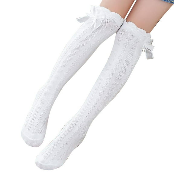 Uooqdmx Girls Knee High Socks, Long Socks for Girls, Stockings for Girls, Soft Girl Warm Cotton Stockings, White Knee High Socks, White One Size