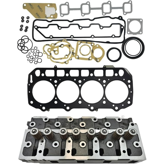 4TNE98 Complete Cylinder Head   1 Set Full Gasket Kit For Yanmar 4TNE98 4TNE98-DI Engine For Takeuchi TB175 F14 A14C Excavator For John Deere 244H 304H Loader L1203 129903-11700 12990311700