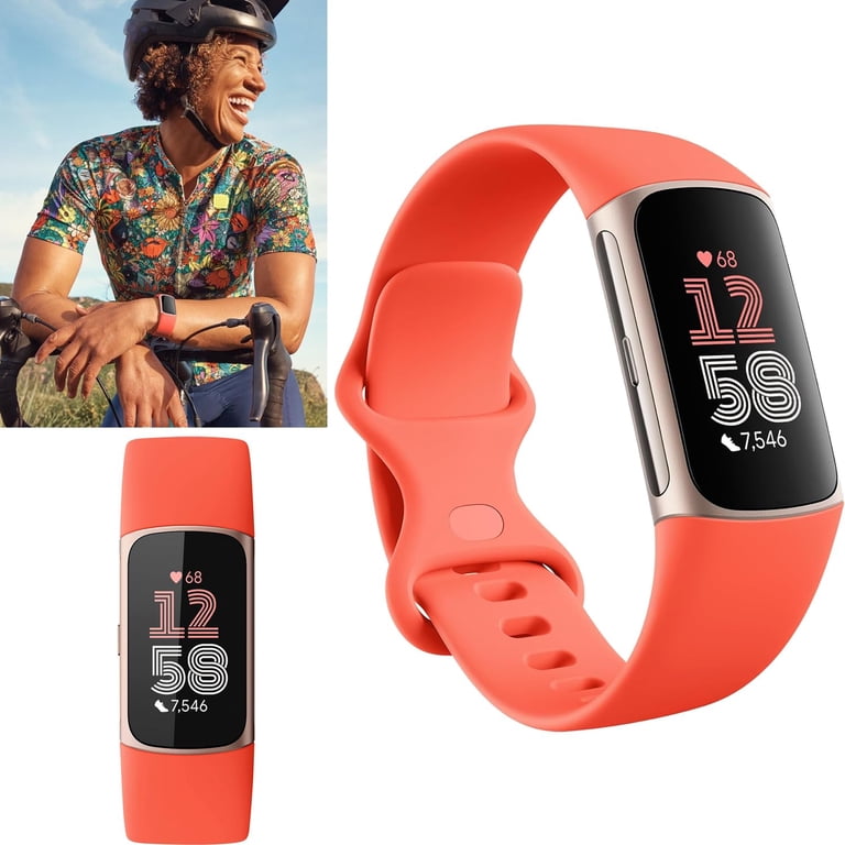 Fitbit Charge 6 Fitness Tracker Watch (Coral) Bundle with 2 Watch