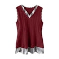 thumbnail image 2 of Fewfanhot Hauts Tendance pour Femmes 2026 Col en V Été à Rayures Imprimé Sans Manches Hauts Amples Camisole, 2 of 6