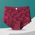 thumbnail image 2 of VONCOS Floral Lace Panties for Women High Waisted Seamless Underwear Plus Size L-4XL Tummy Control No Show Briefs, 1 Pair, Wine,Size XL, 2 of 3