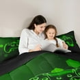 thumbnail image 4 of Feelyou Neon Green Gamepad Twin Bedding Sets 7-Piece for Boys, Futuristic Game Console Bedding Comforter Set, Chic Honeycomb Reversible Sheet Sets, Luxury Bedroom Decor, 4 of 7