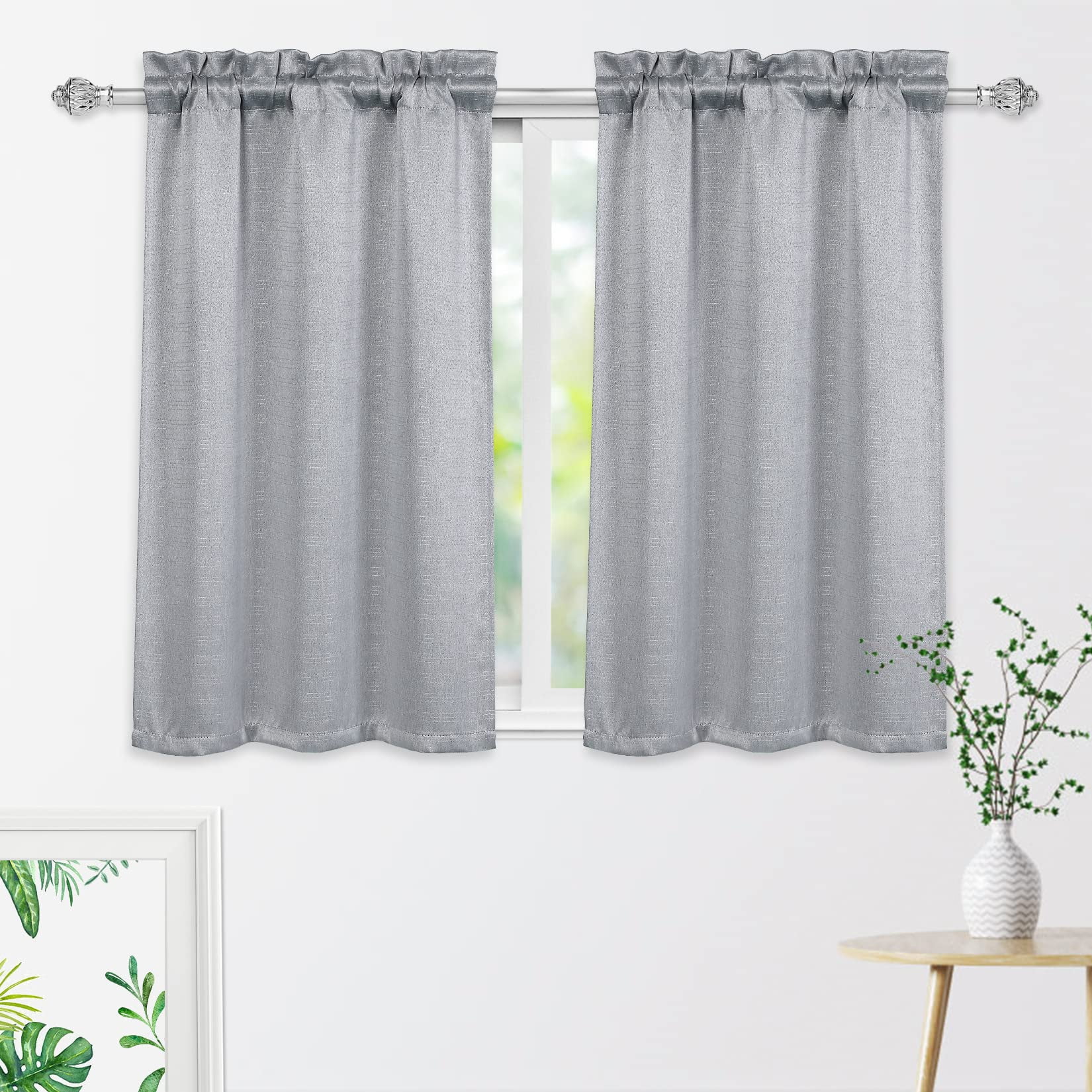 Yesfashion Blackout Cafe Curtains, Linen Textured Small Window Curtain