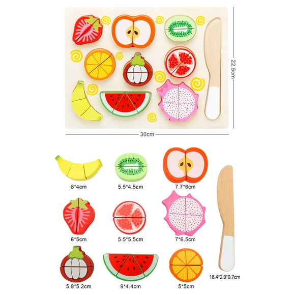Juguete de corte de madera para alimentos, juego de simulación magnética, juego de frutas y verduras para niños, frutas de educación temprana